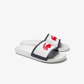 Lacoste Croco Rubber Strap Synthetic Slides Pánské - Pantofle Bílé / Béžový | CZ-H2Tzna